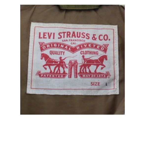 Vintage Levi's Olive Khaki Vest Men's Large Cotton Puffer Trucker Style - Picture 3 of 10